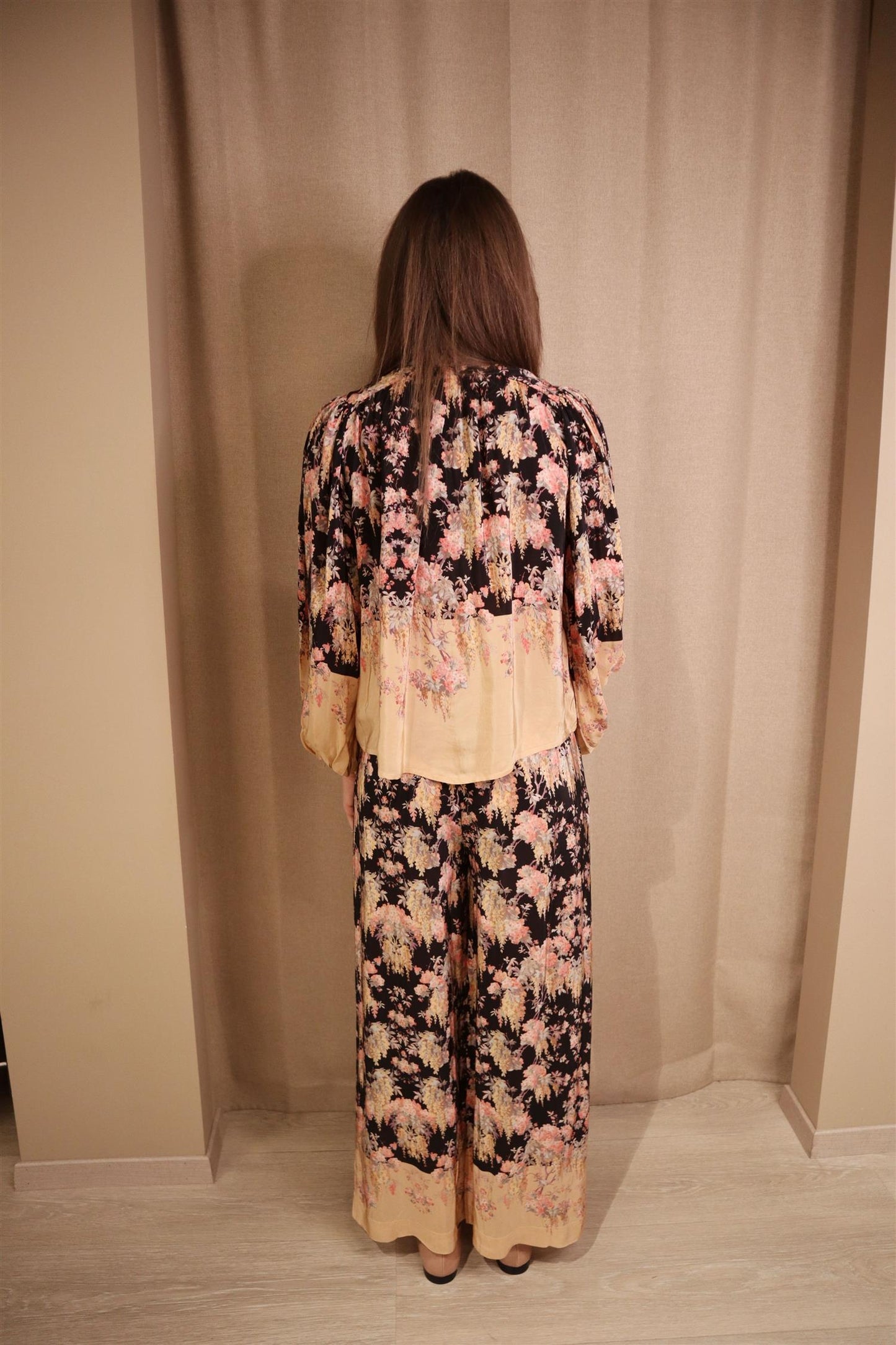 Satin trousers Midnight garden