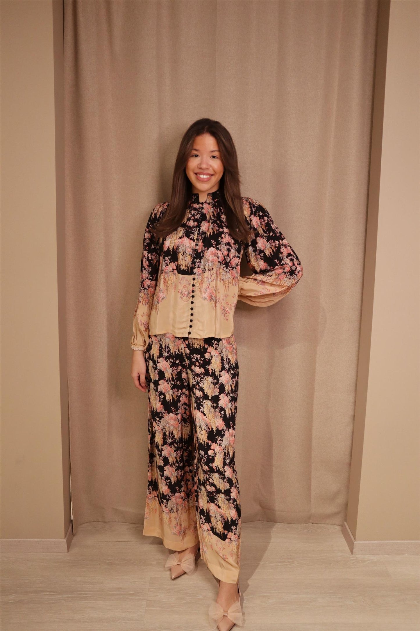 Satin trousers Midnight garden