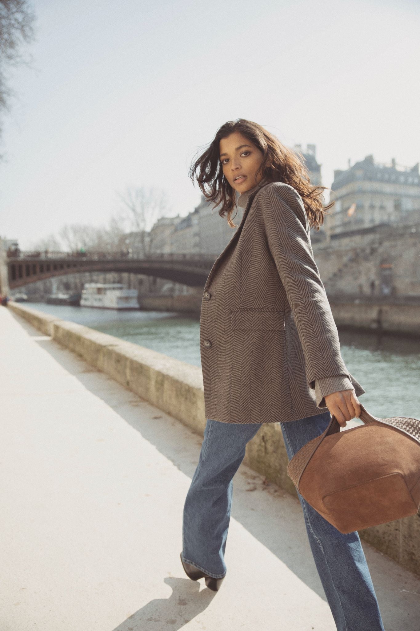Brooklyn Blazer Taupe Herringbone