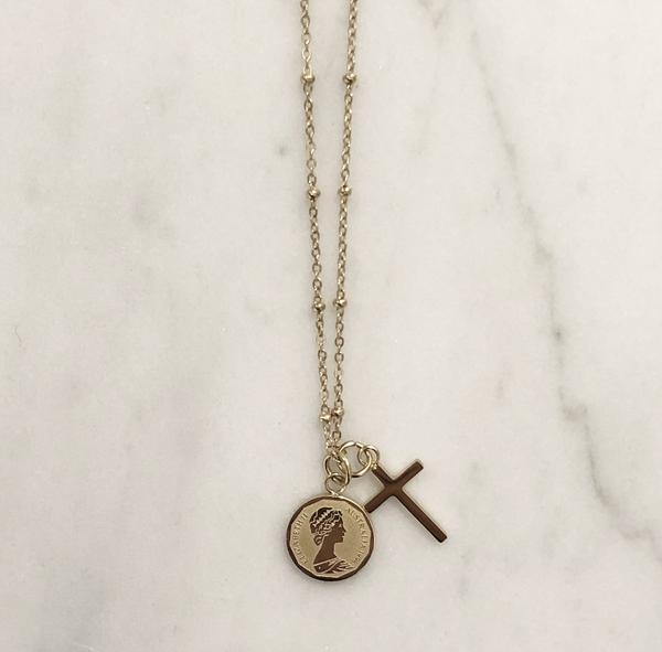 Coin Cross Necklace