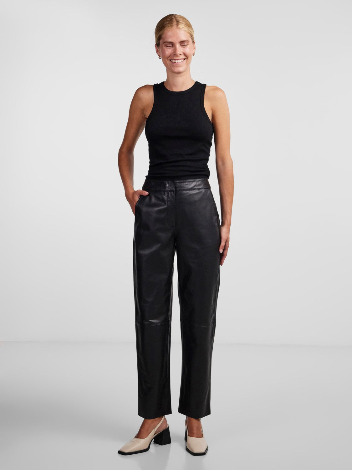 YASLINE HMW LEATHER PANT Black