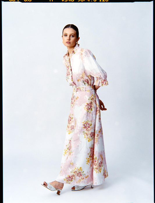 Linen Maxi Skirt - Rose Amore