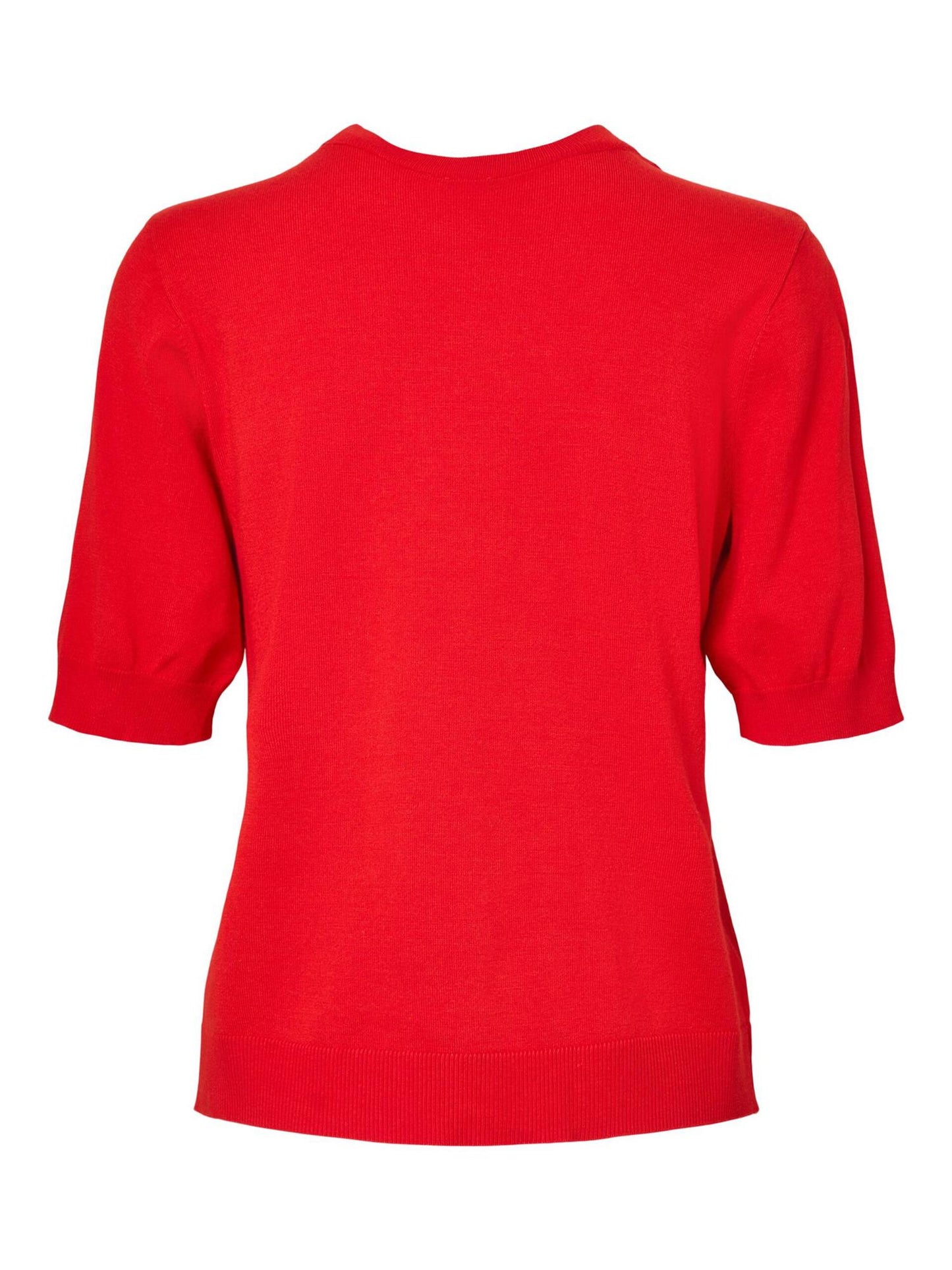 YasLena SS Knit Pullover Fiery Red