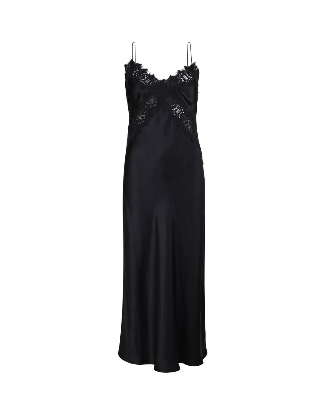 Satin Slip Dress - Black