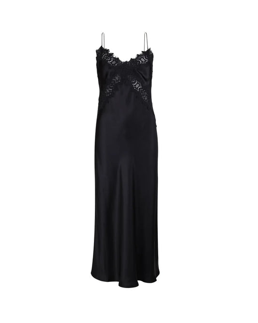 Satin Slip Dress - Black