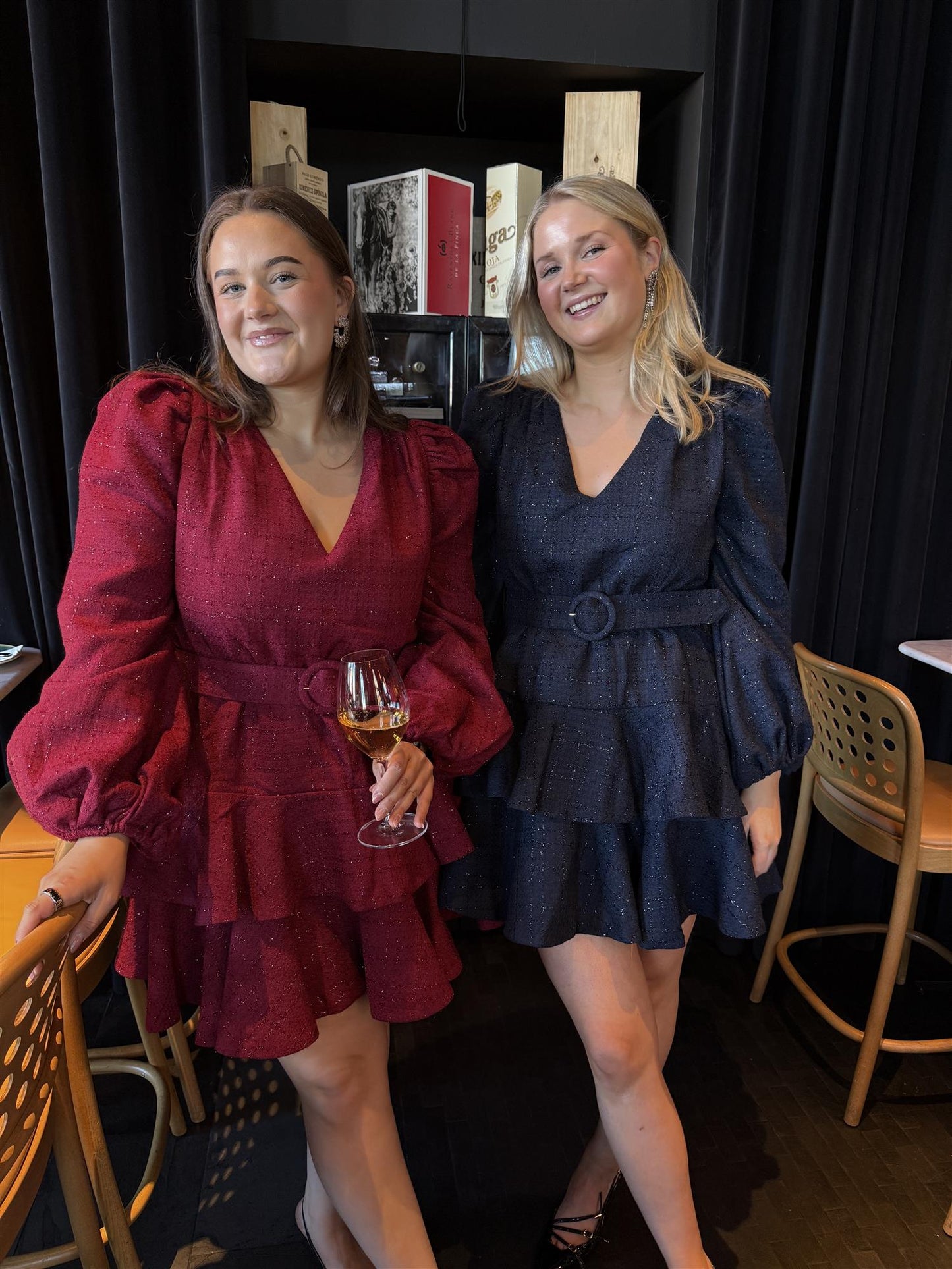 Wavy Tweed Dress Deep Reed