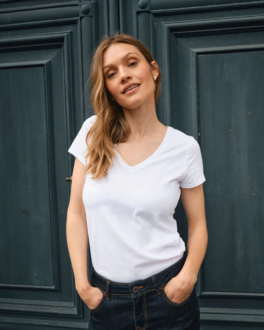 MMArden Organic V-SS Tee - White
