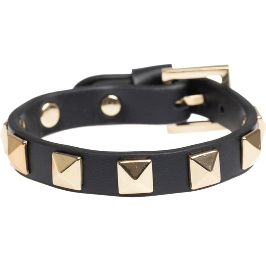 Leather Stud Bracelet Black