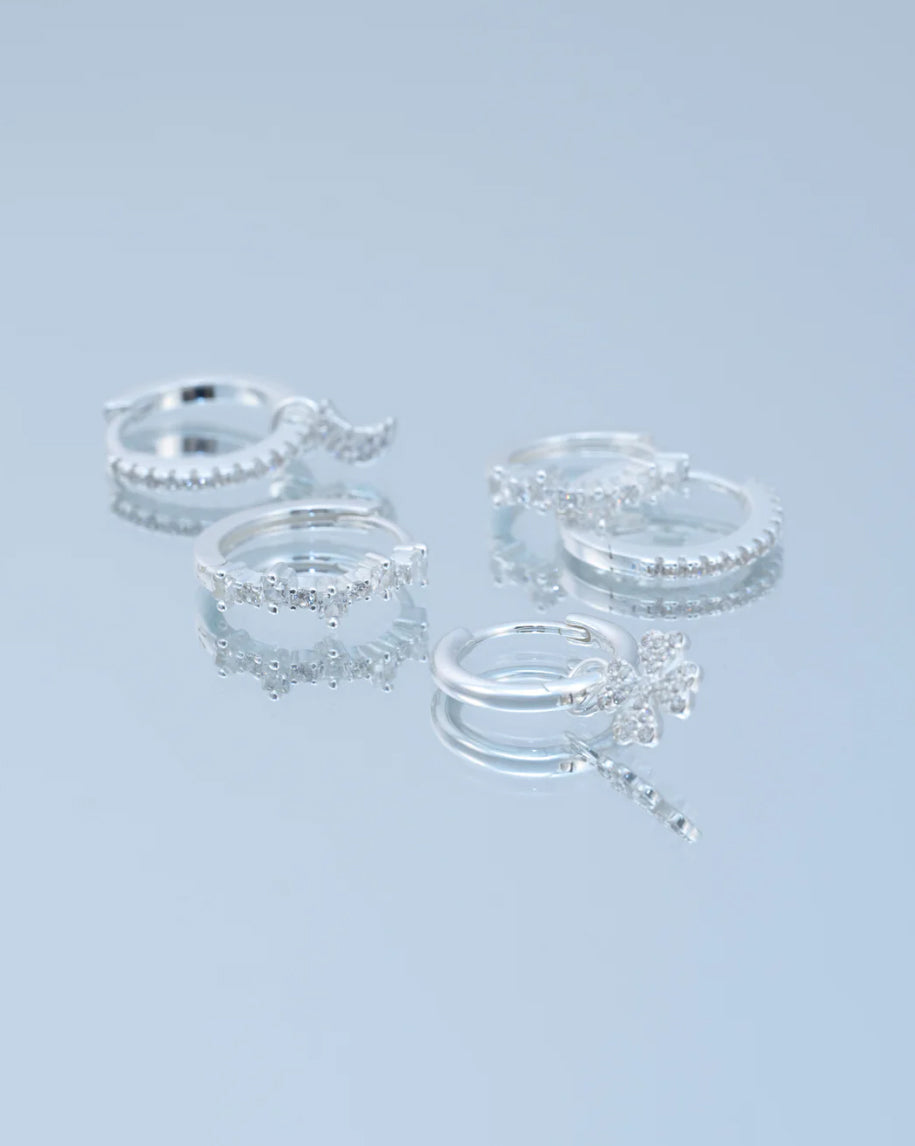 Mixed Medium Hoops Silver