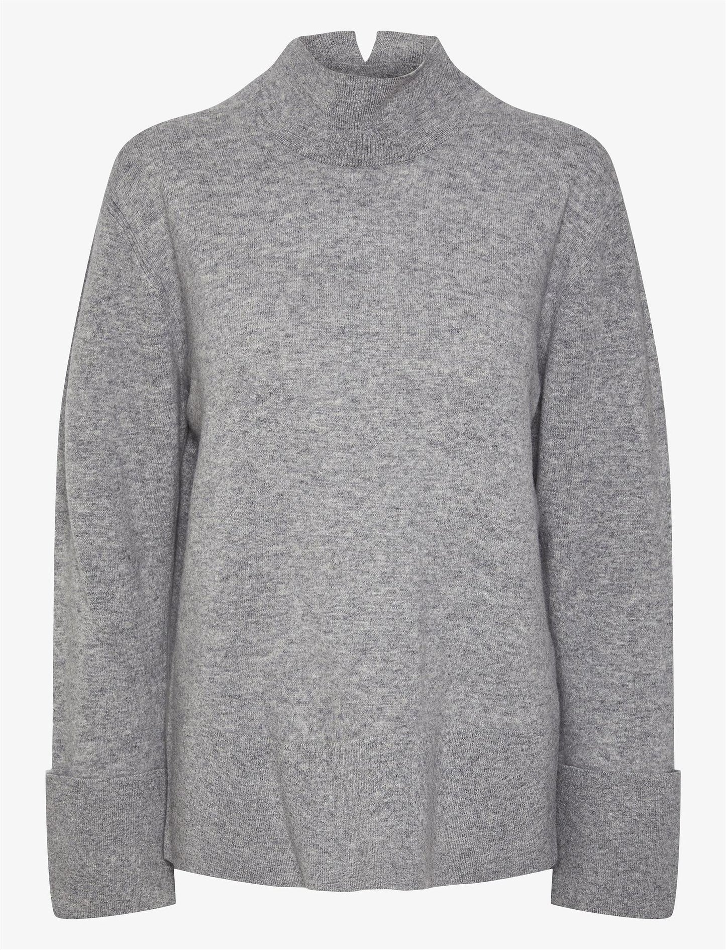 YasEmilie Highneck Knit Pullover Light Grey Melange