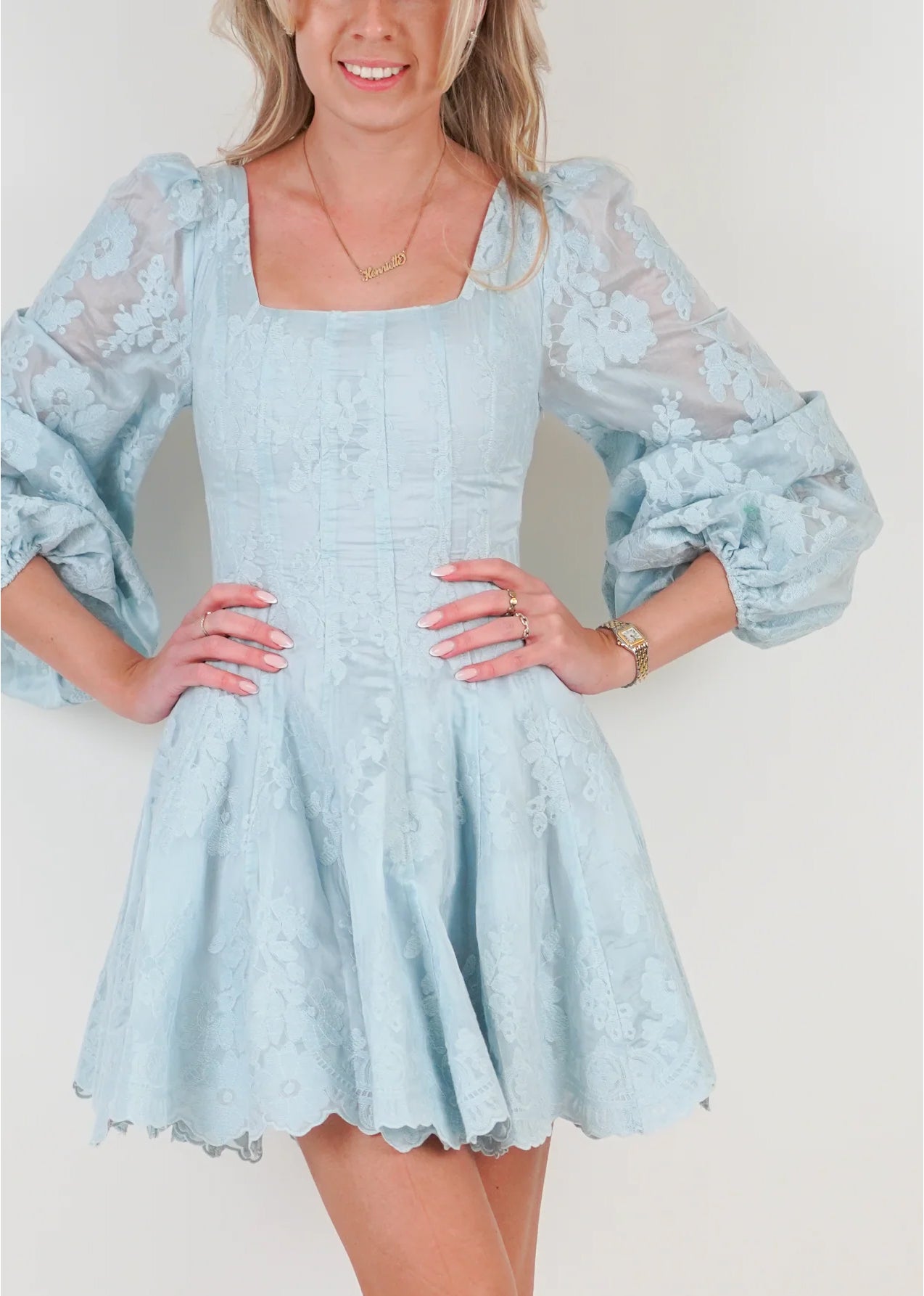 Sophie Lace Dress Baby Blue