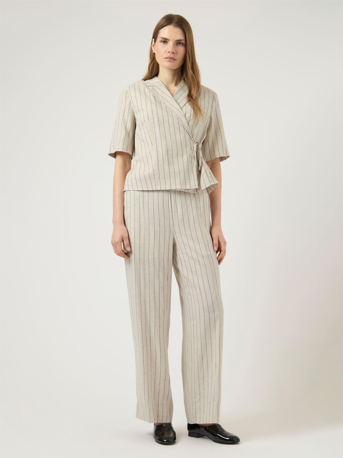 YasLinura Linen Blend Pant - Pristine Pinstripe