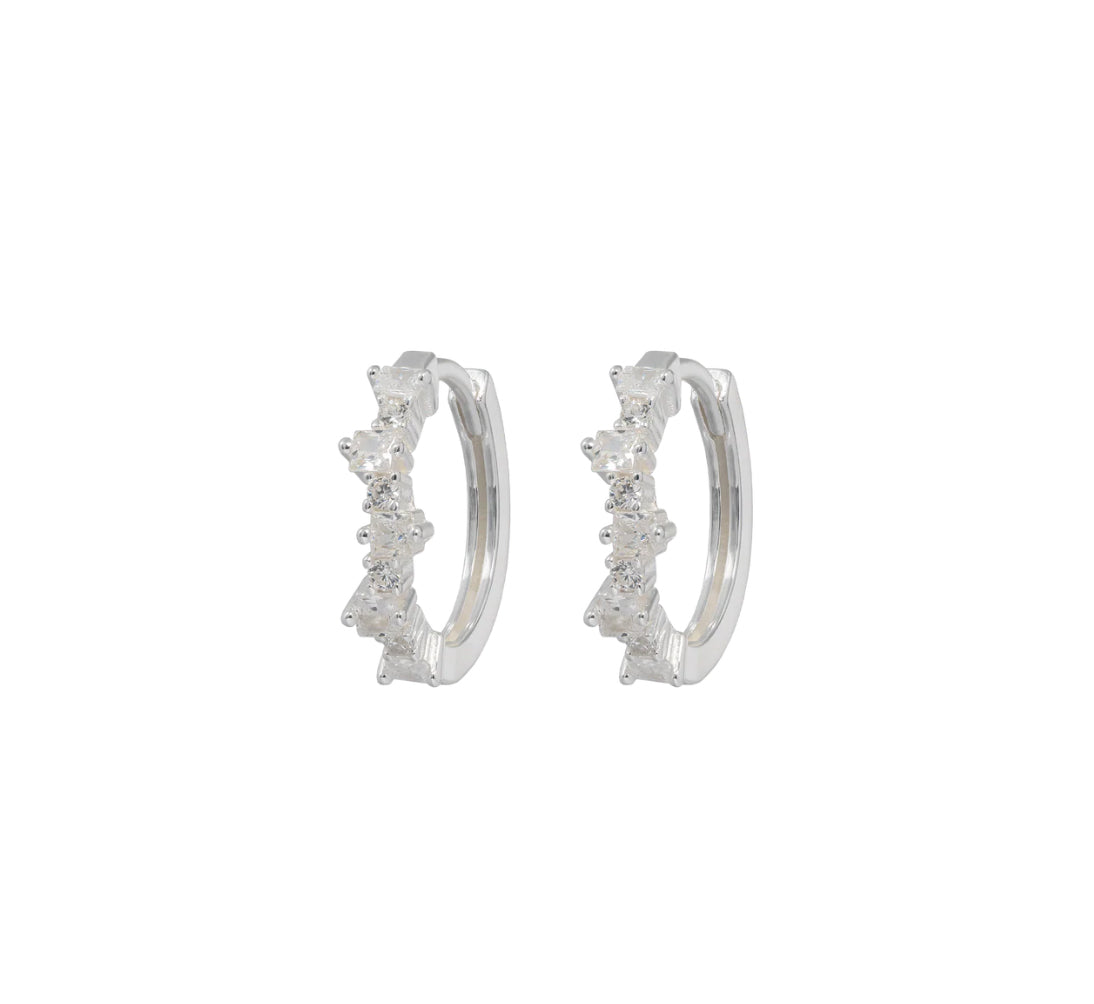 Mixed Medium Hoops Silver