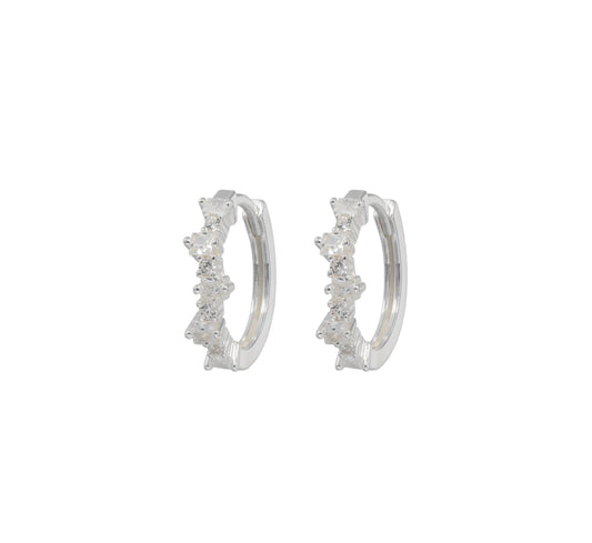 Mixed Medium Hoops Silver