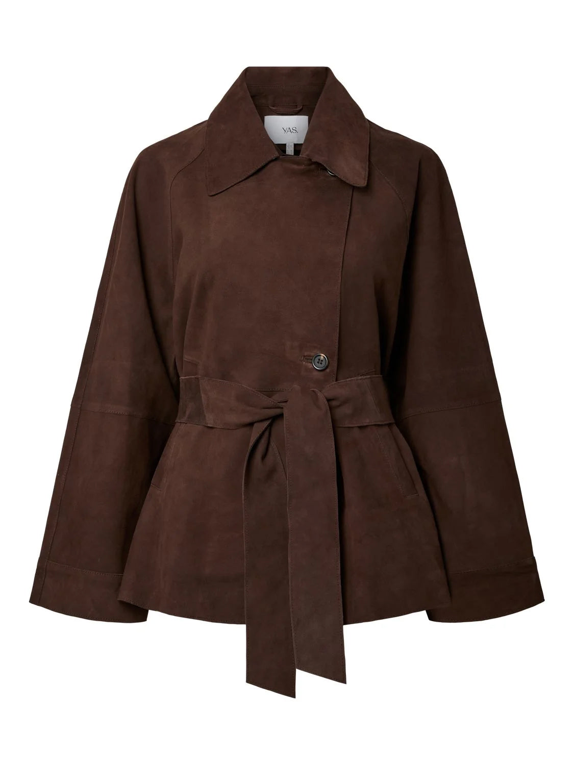 YasRuna Suede Kimono Jacket - Coffee Bean