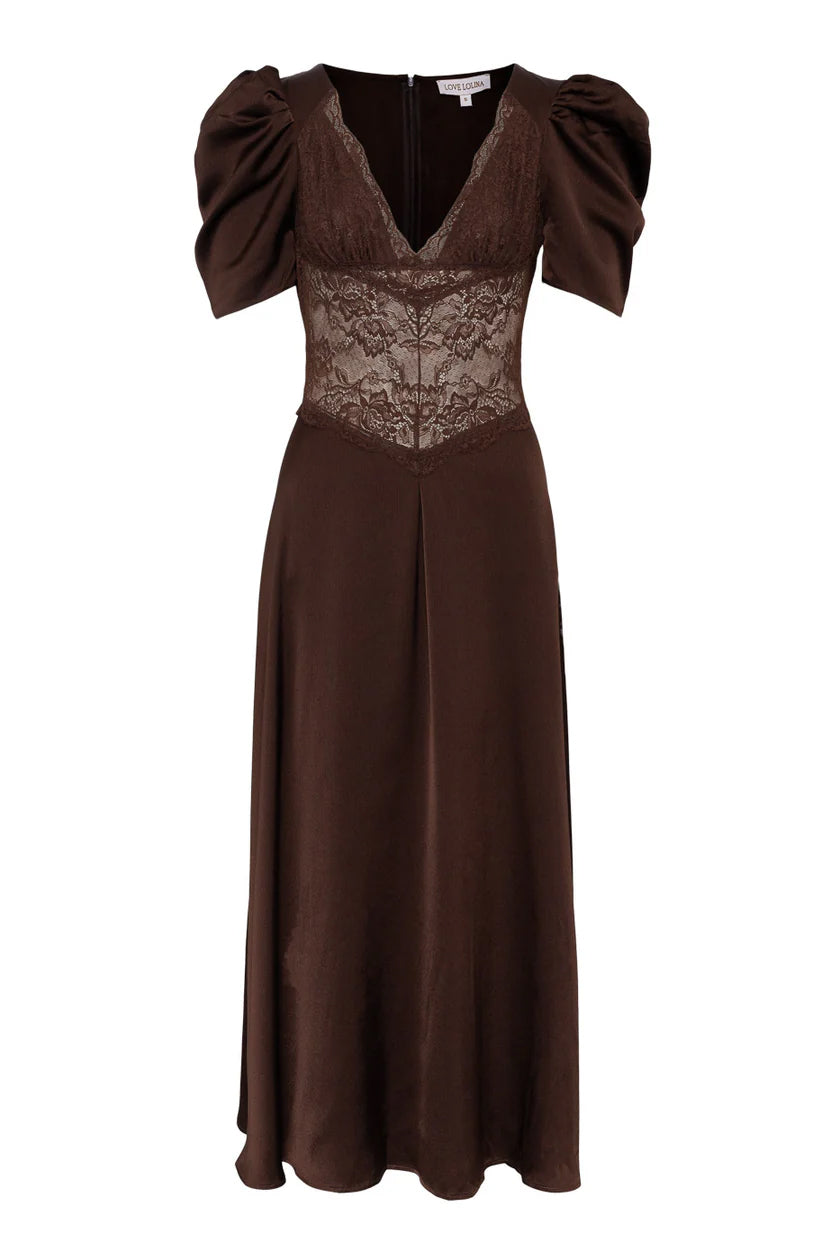 Francis Lace Midi Dress - Espresso
