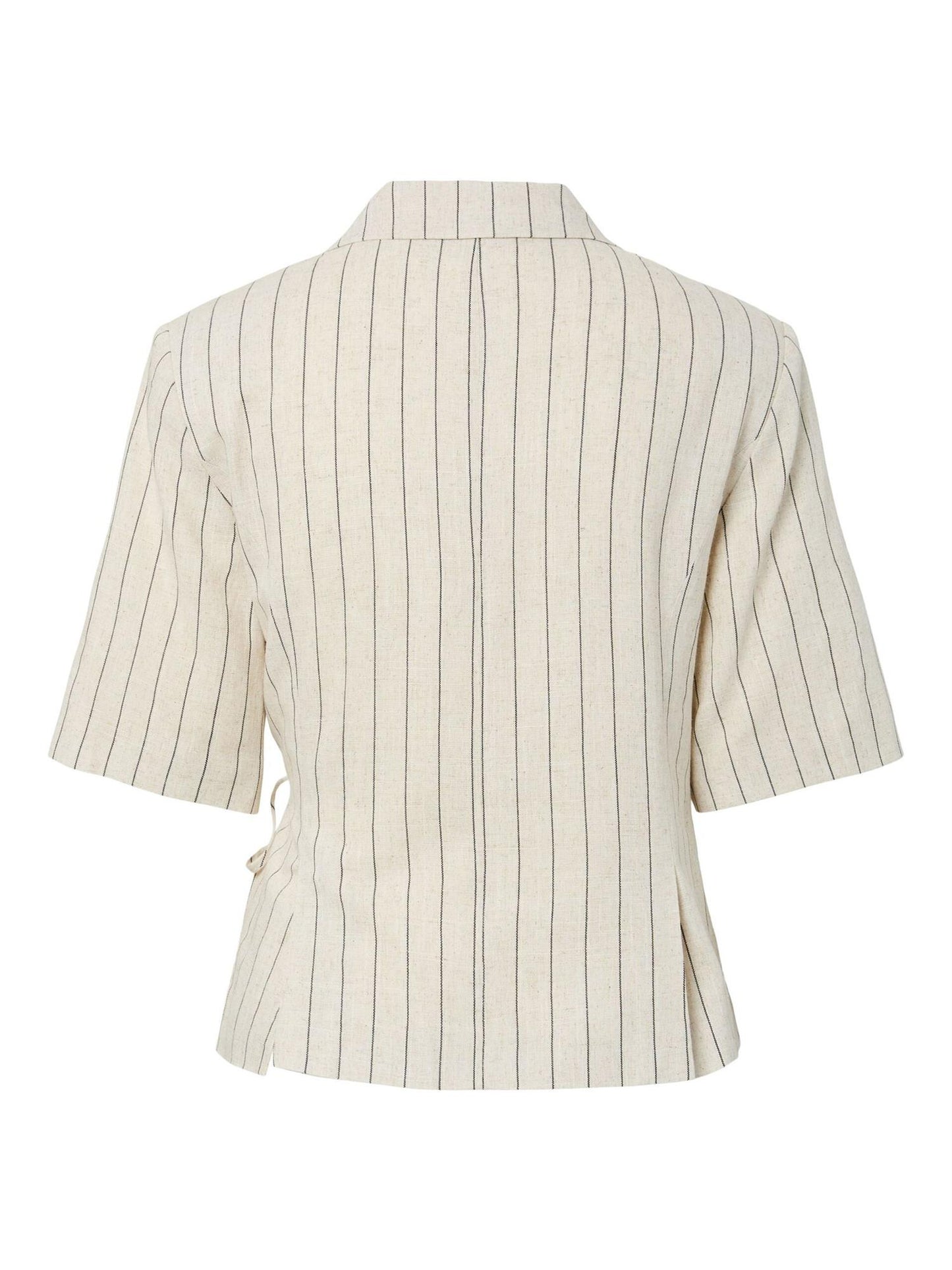 YasLinura Linen Blend Blazer - Pristine Pinstripe