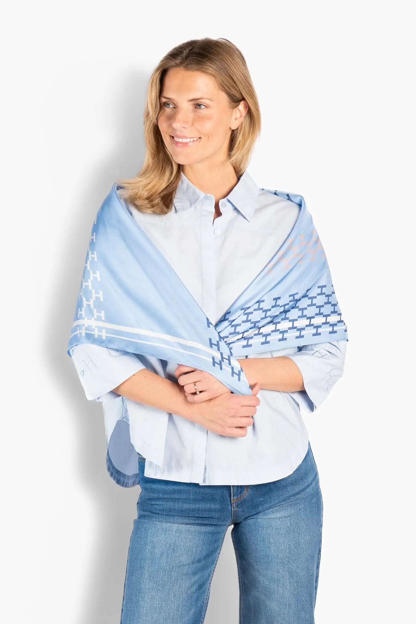 Isadora Silk Scarf Large - Skyway