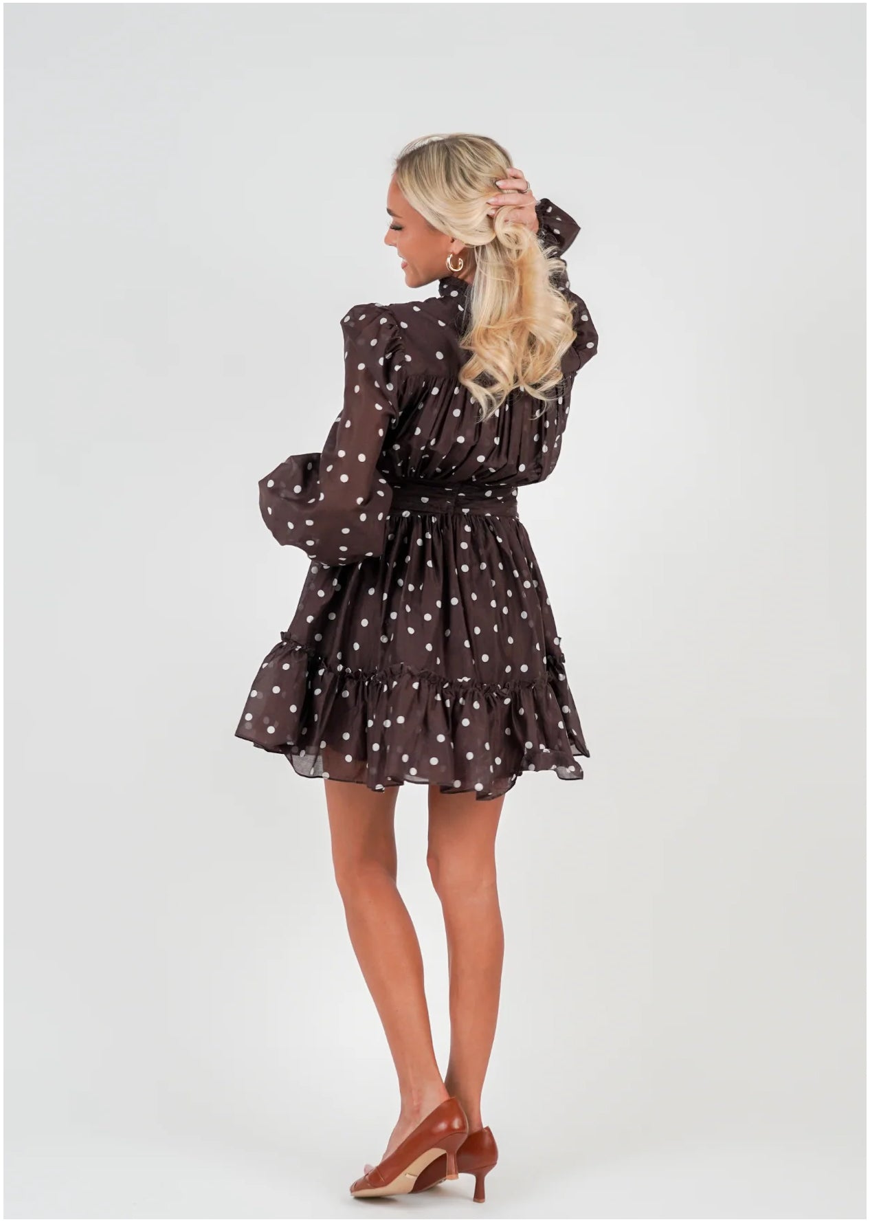 Vanity Dress Print - Brown Polka Dots