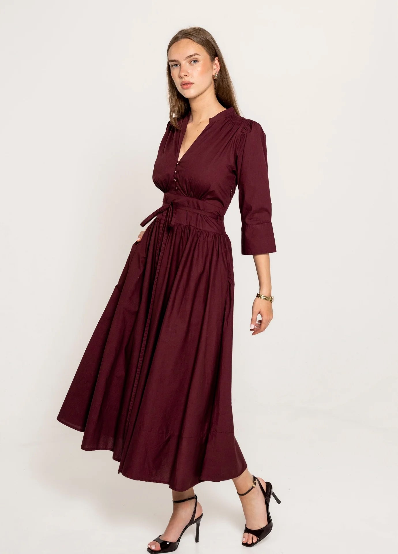 Maria Dress - Rich Maroon