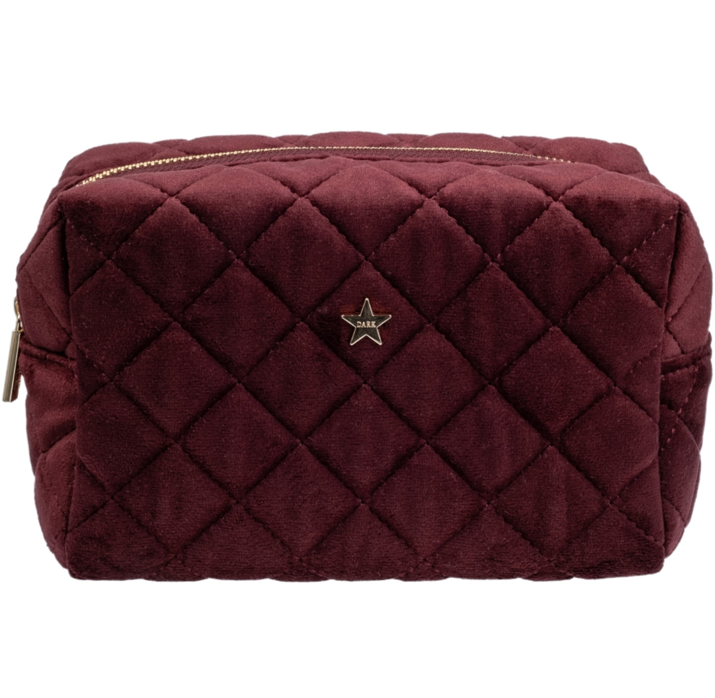Velvet Square Quilted Make-Up Pouch Small Maroon