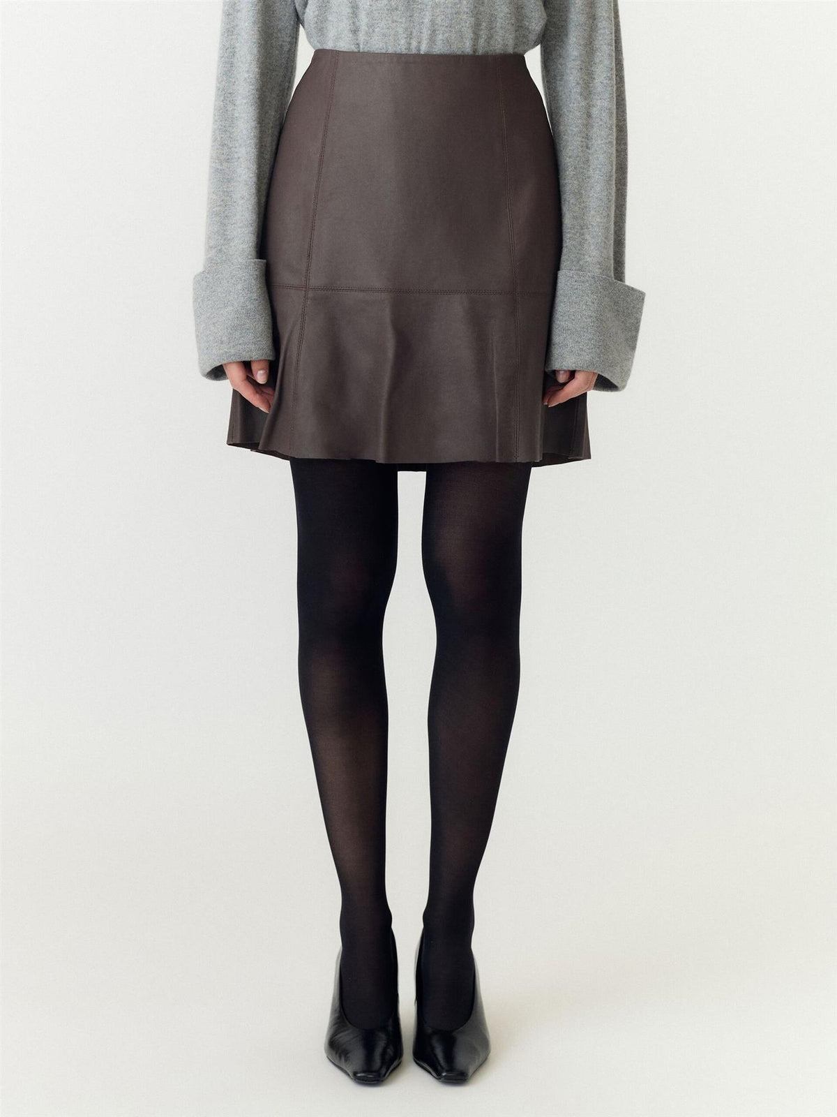 YASColly Naplon Leather Skirt - Brown