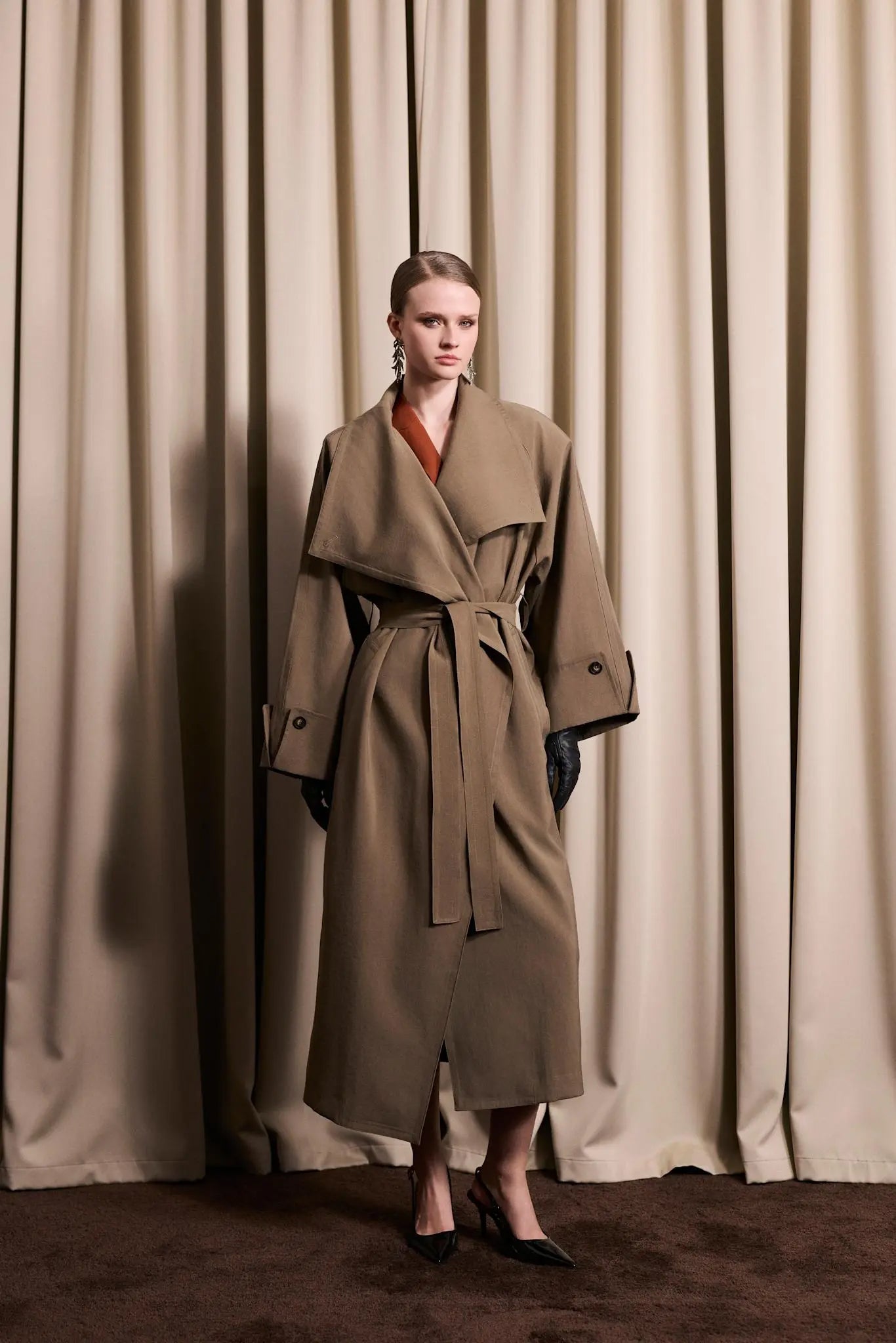 Atari Oversized Trenchcoat - Khaki Brown