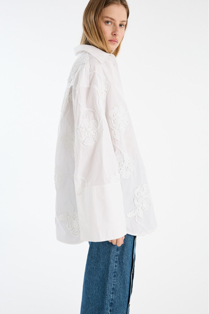 Flower Oversized Shirt - Bright White