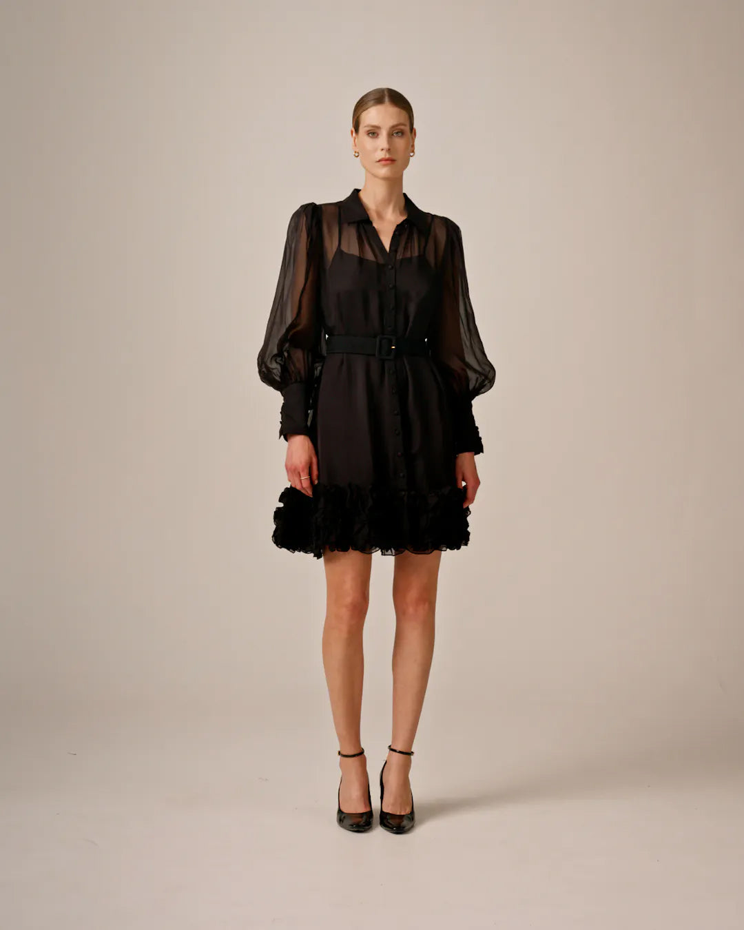 Organza Mini Dress Black