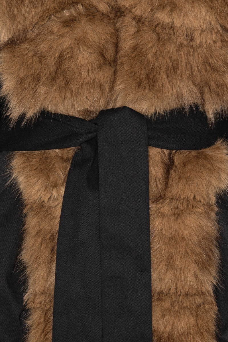 Faux Fur Collar Jacket - Black