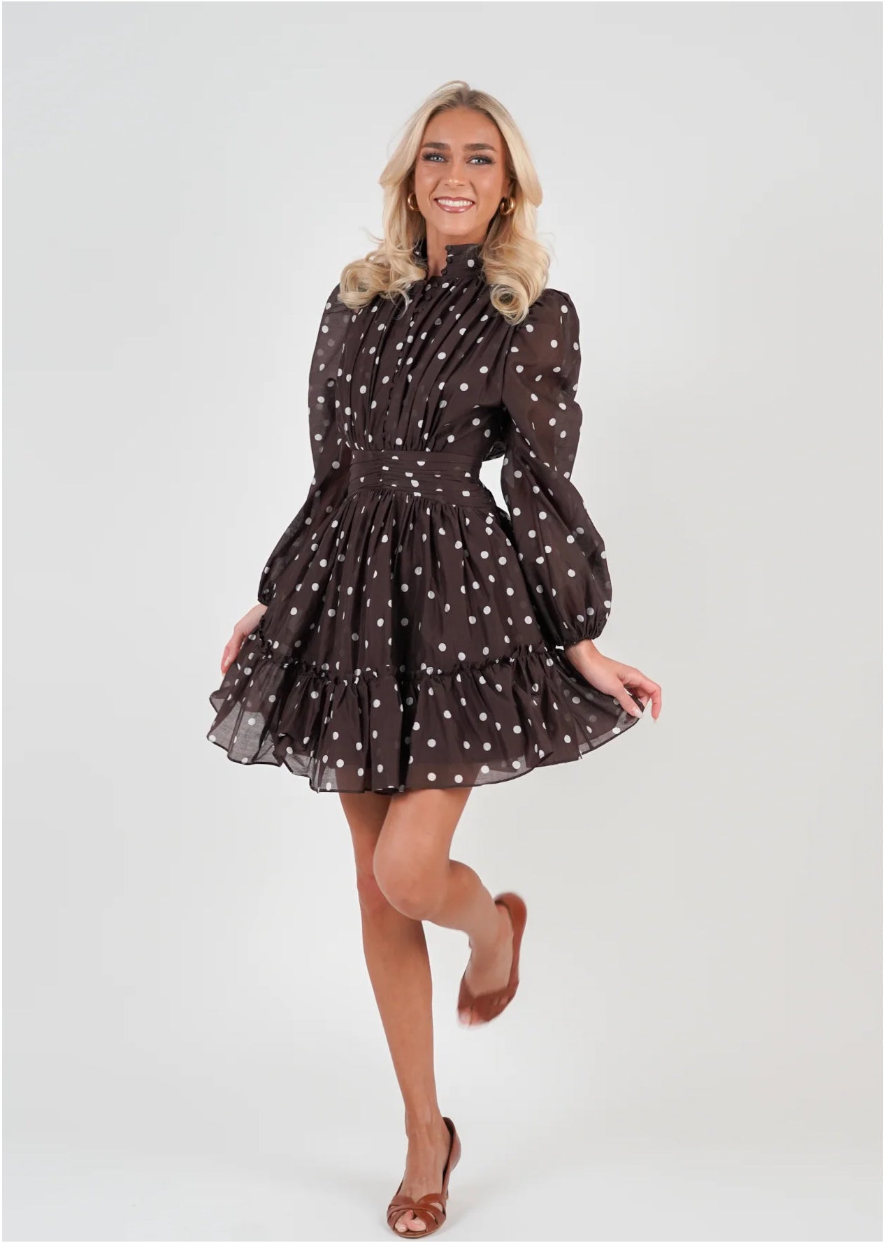 Vanity Dress Print - Brown Polka Dots