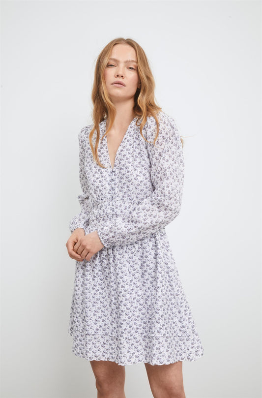 Lea Dress White lupin print