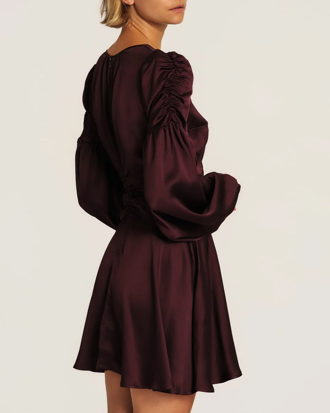 Satin Mini Dress - Burgundy