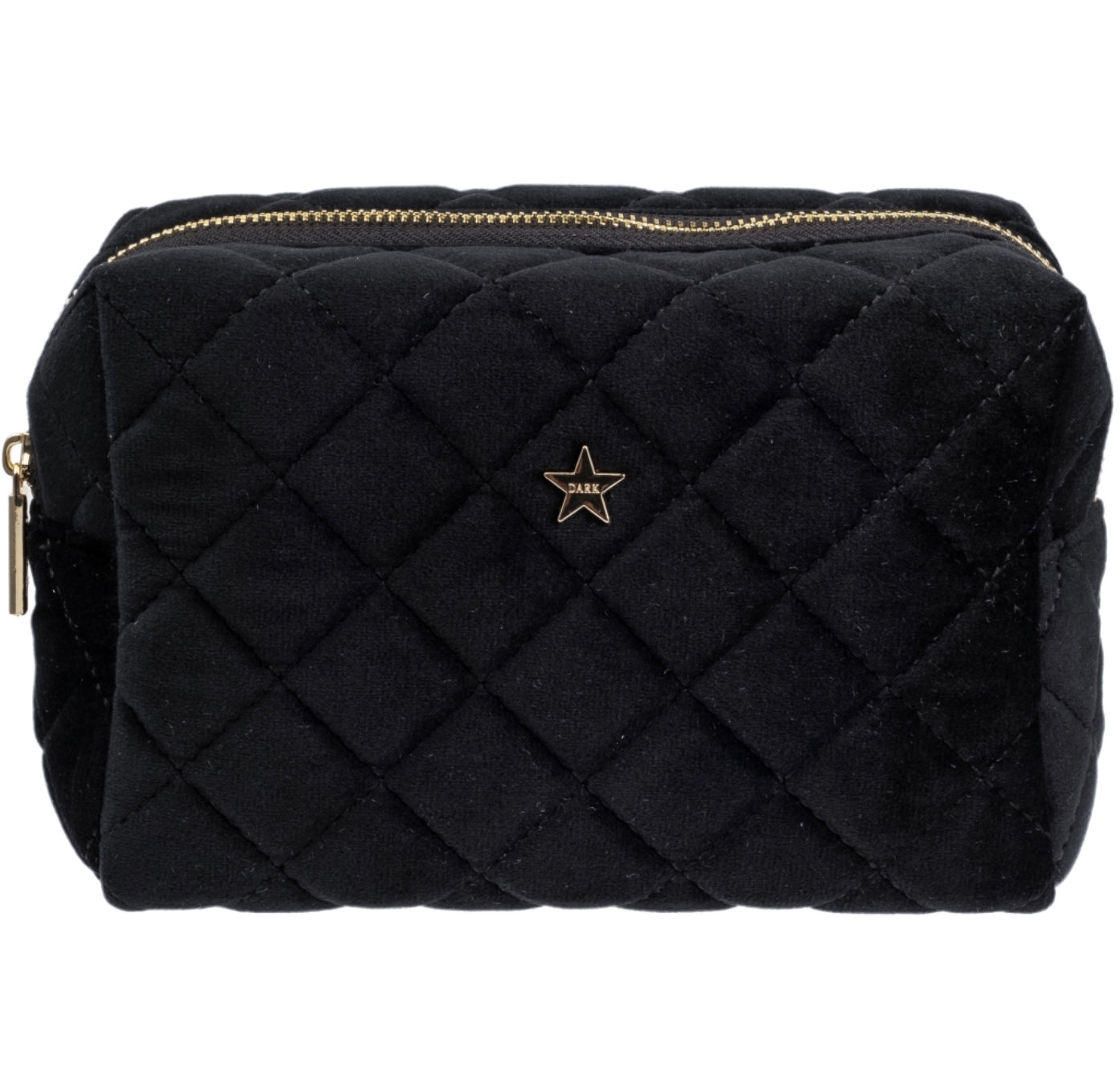 Velvet Square Quilted Make-Up Pouch Small Black