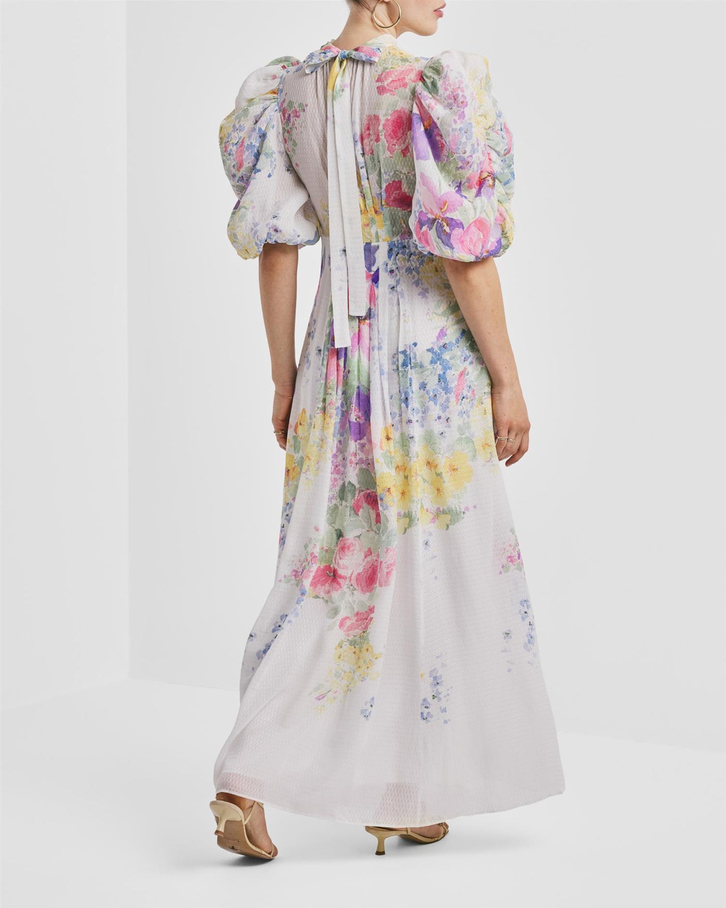 Dotted Georgette Tieback Gown - Flower Meadow