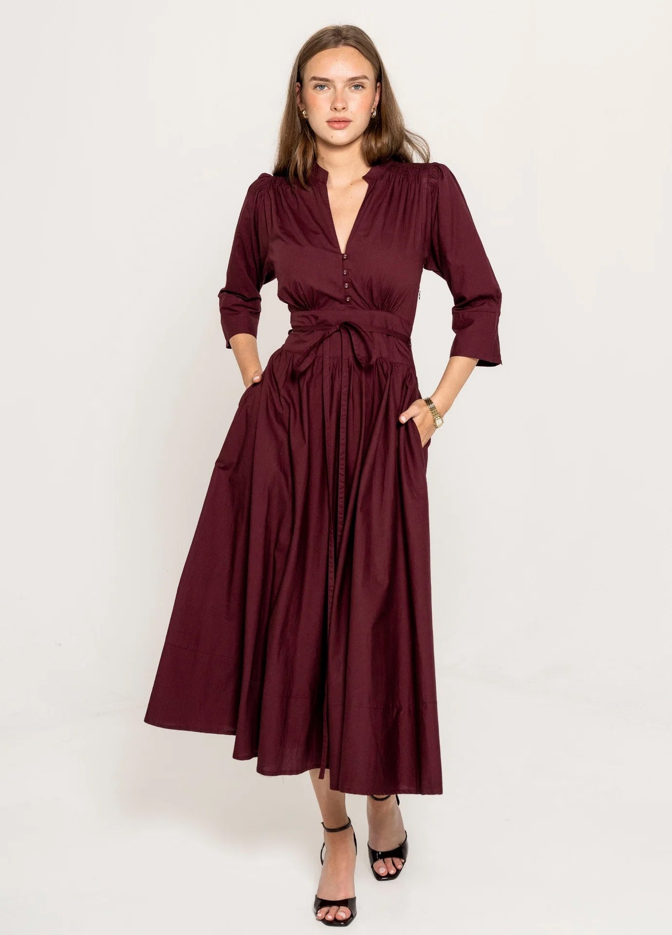Maria Dress - Rich Maroon