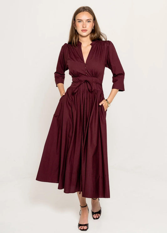 Maria Dress - Rich Maroon