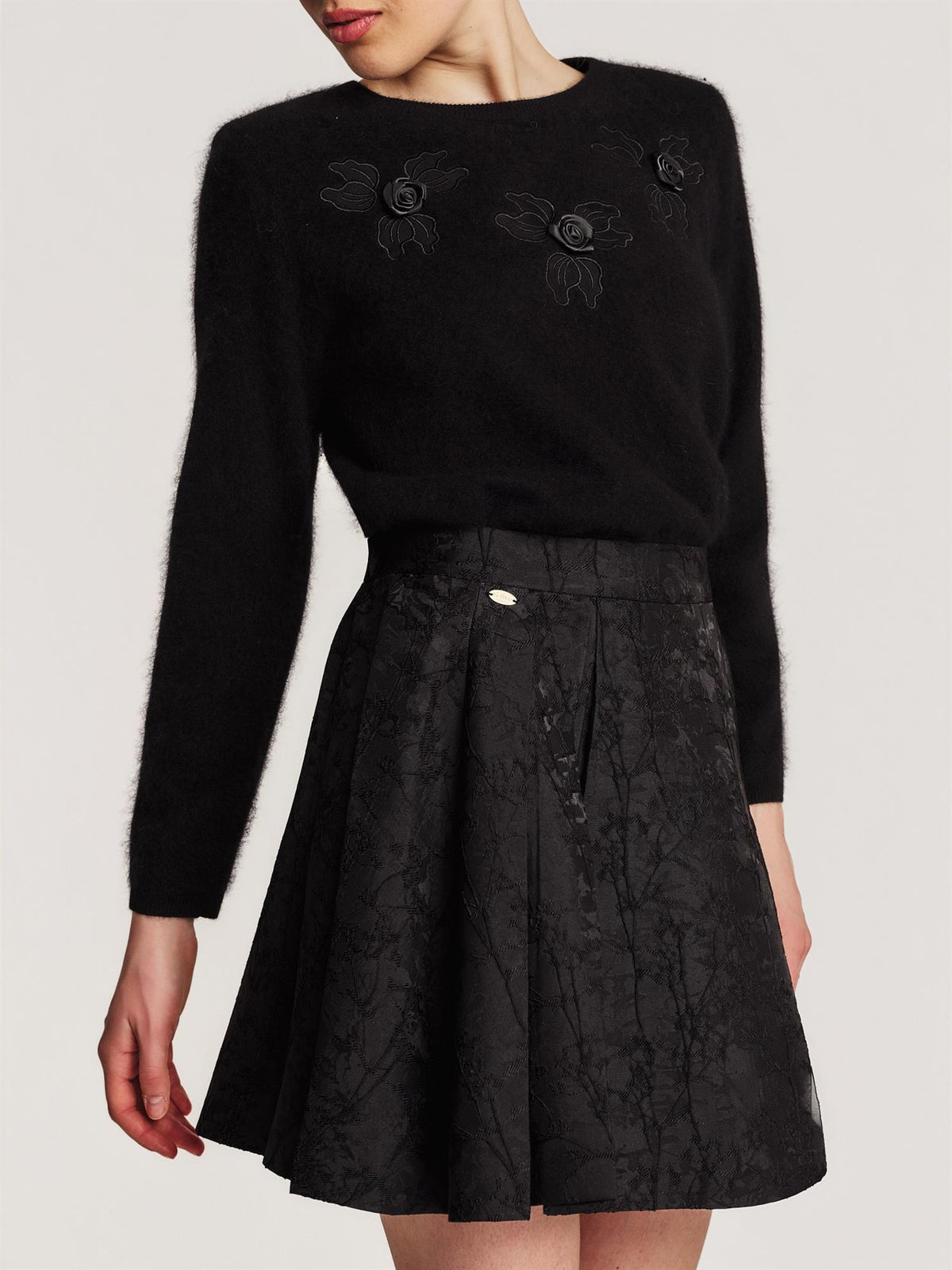 Brocade Mini Skirt - Black