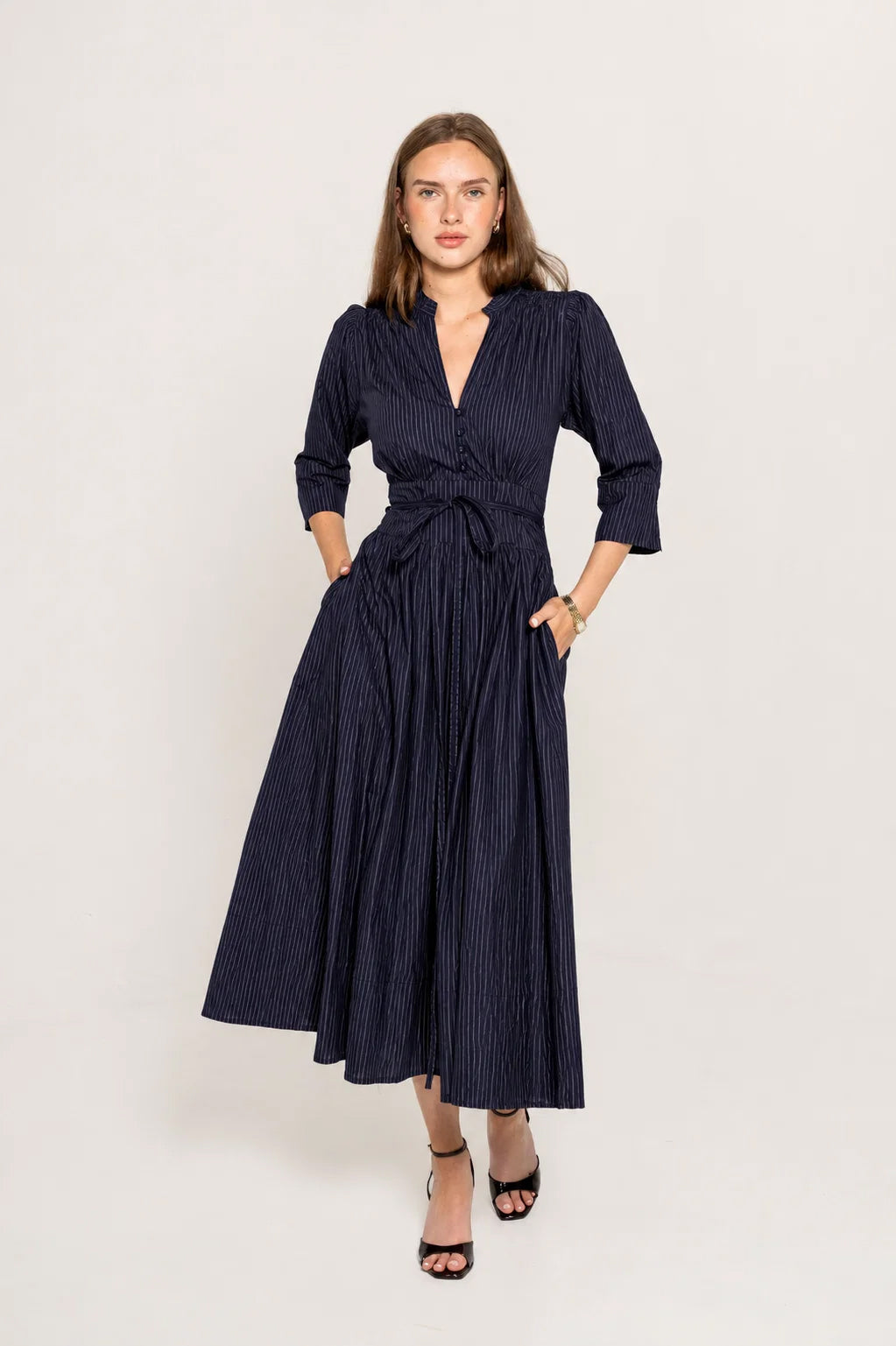 Maria Dress - Pinstripe