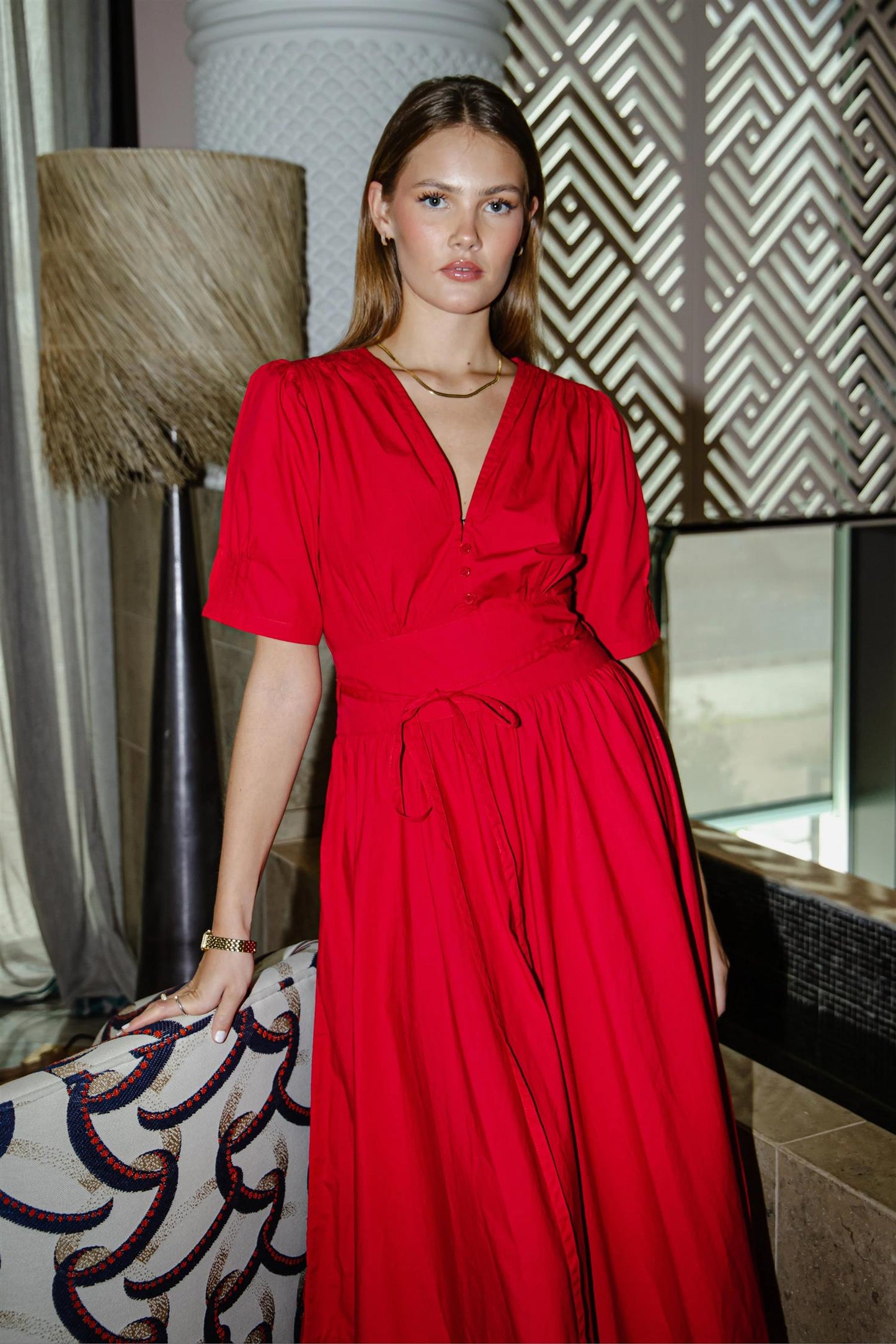 Maria Dress - City Red Poplin