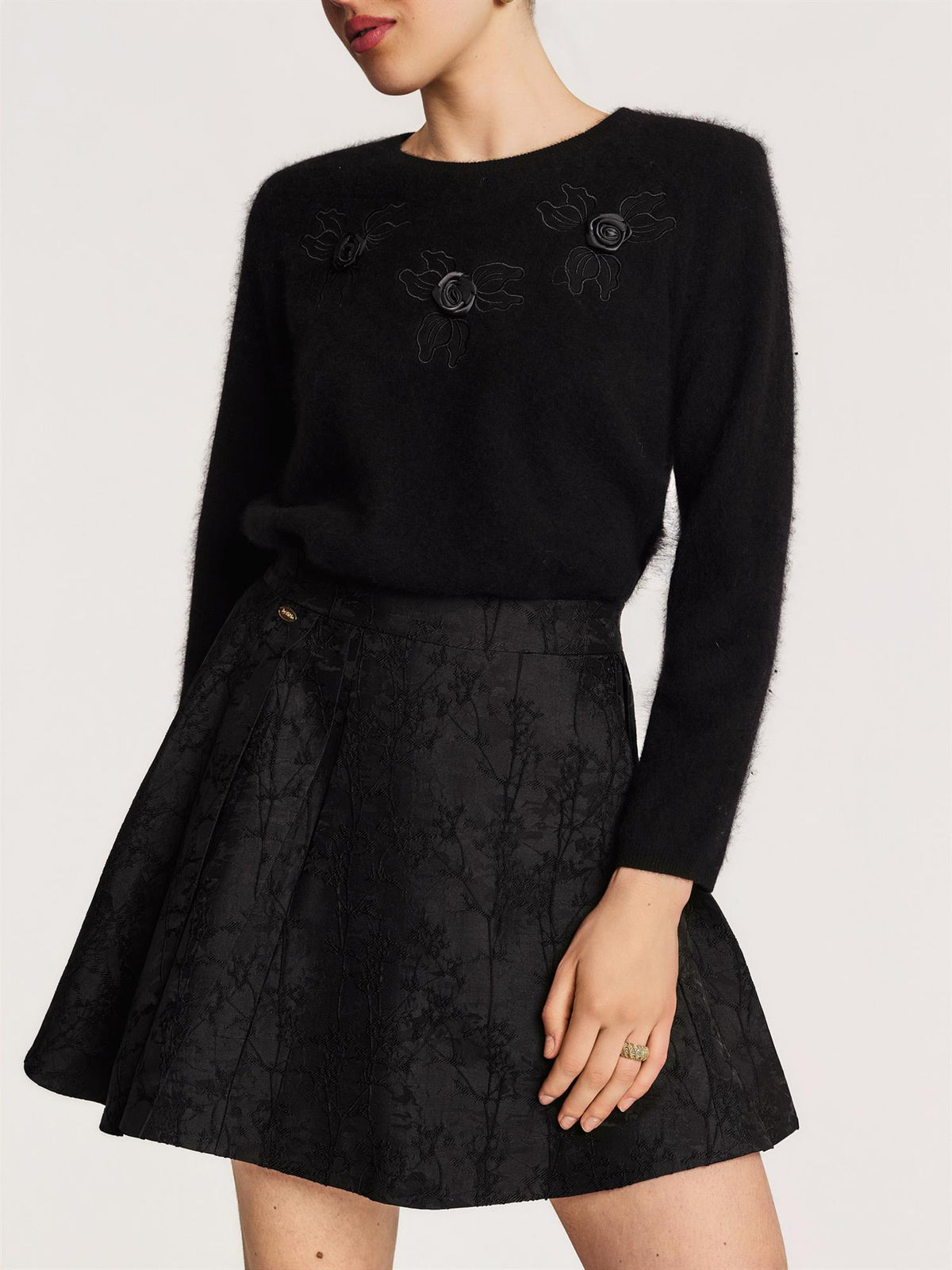 Brocade Mini Skirt - Black