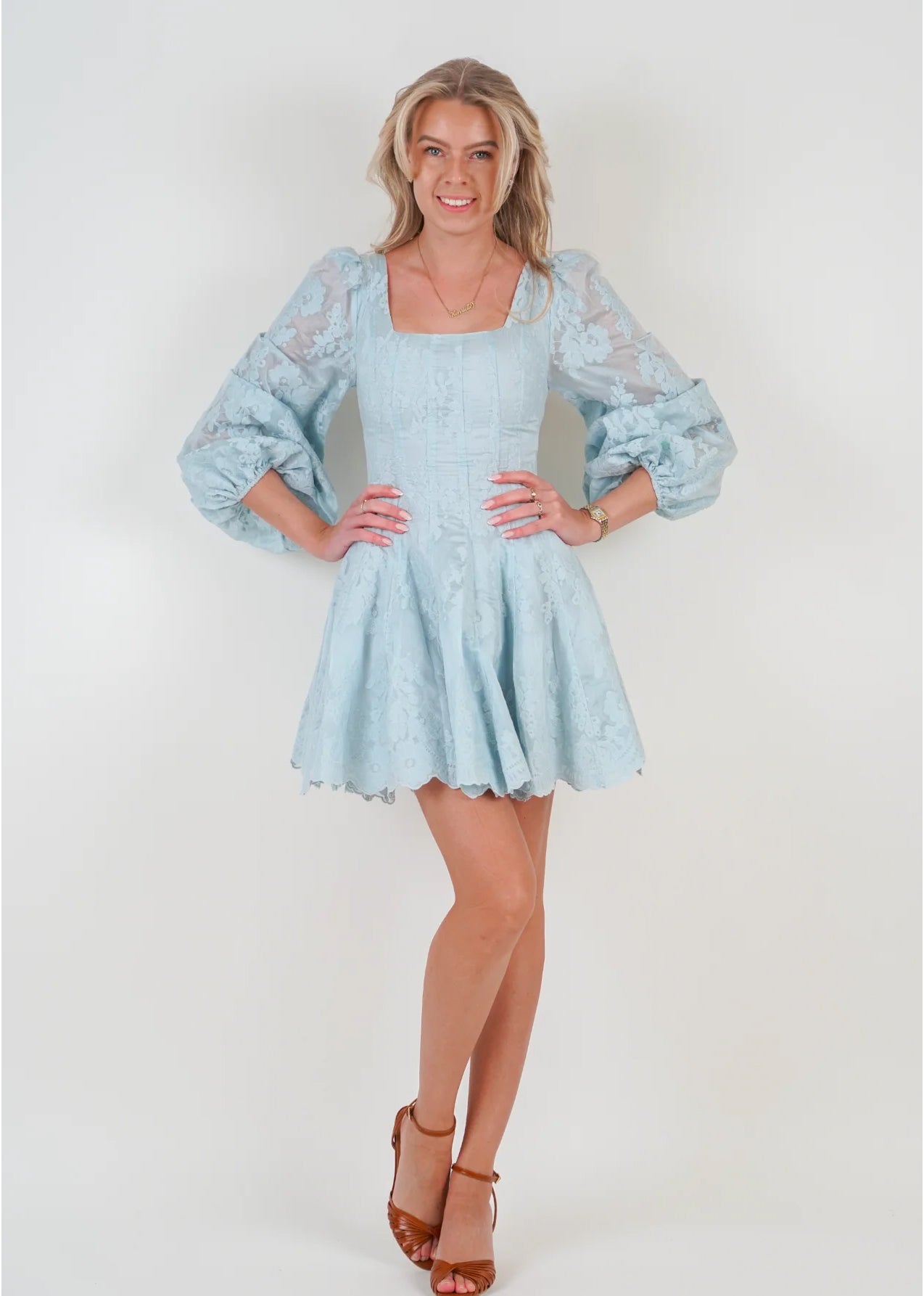 Sophie Lace Dress Baby Blue