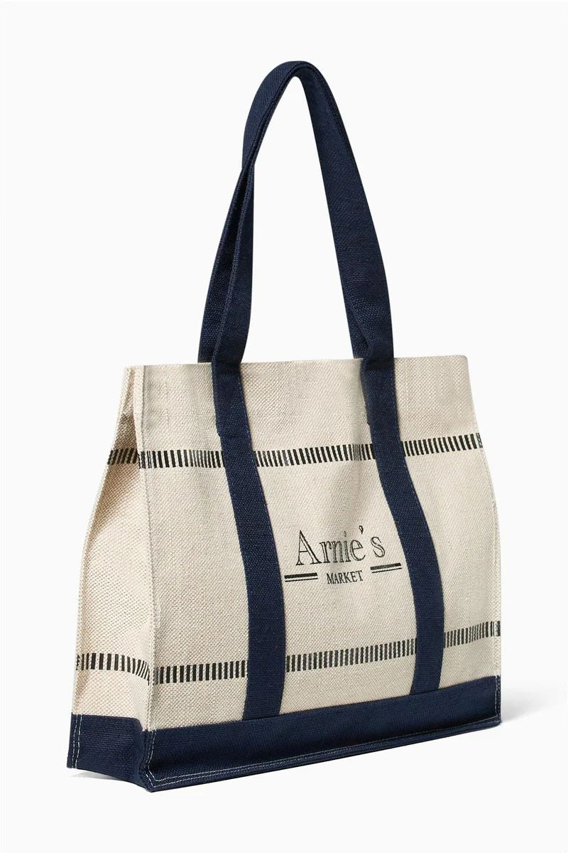 Riviera Market Bag Natural/Dk Navy