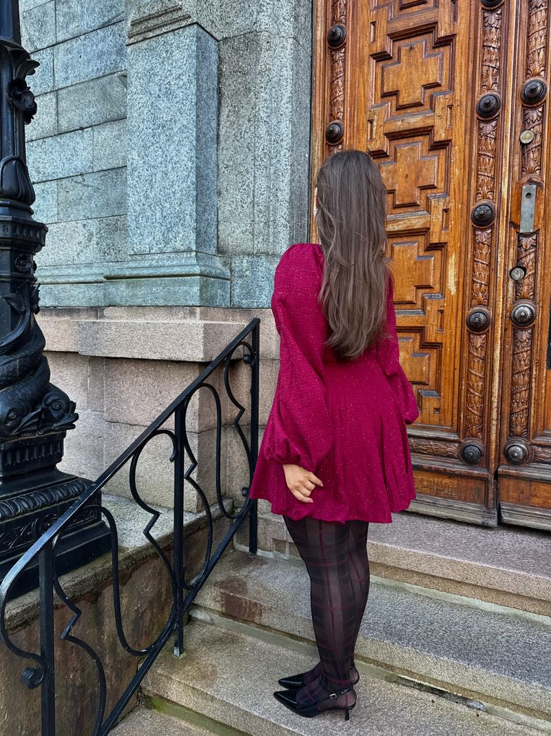 Sophie Tweed Dress Deep Red