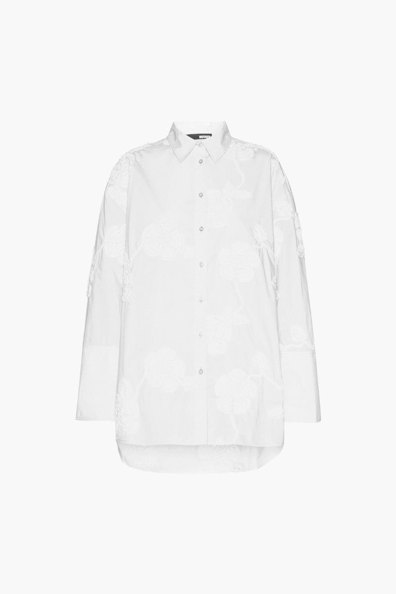 Flower Oversized Shirt - Bright White