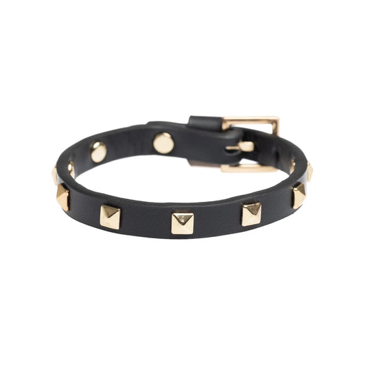 Leather Stud Bracelet Mini Black