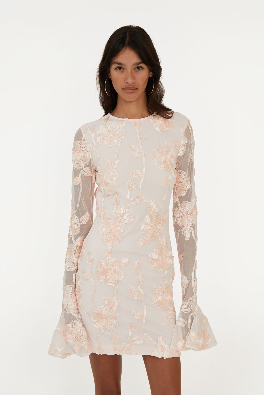 Flower Mesh Mini Dress
