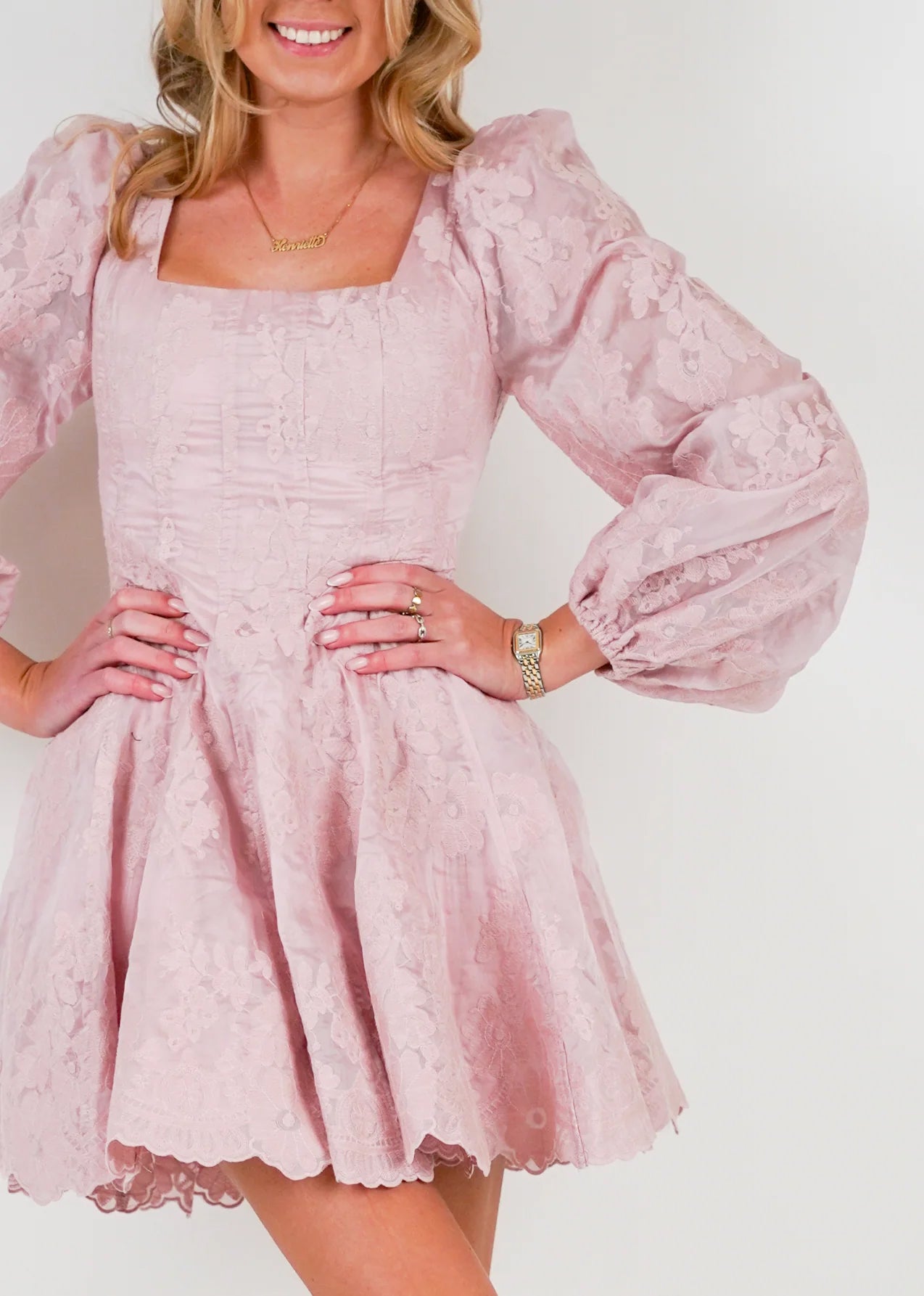 Sophie Lace Dress Baby Pink