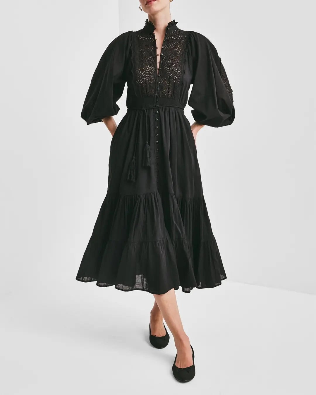 Cotton Slub Midi Dress