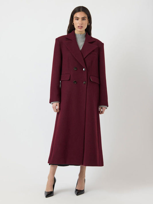 YASRoyla LS Wool Blend Long Coat Burgunder